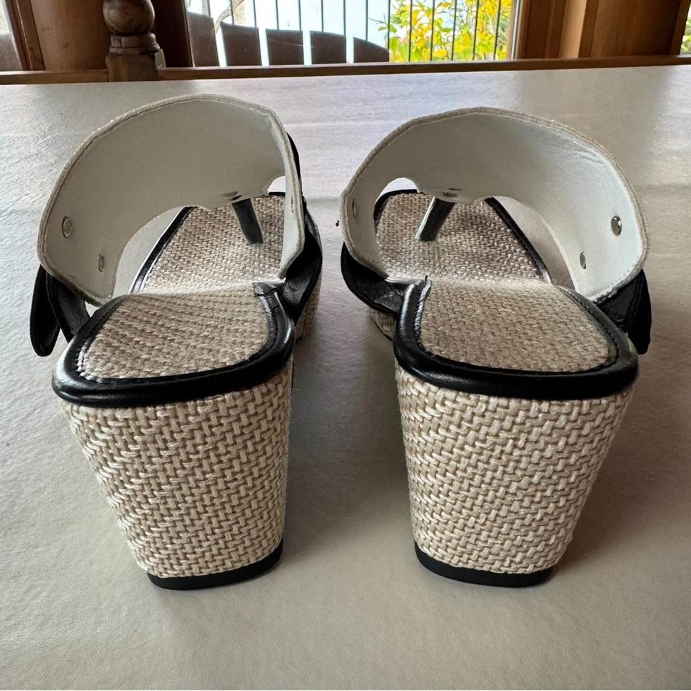 NWT Platform Thong Sandals White Black Adjustable (40) - Picture 14 of 17